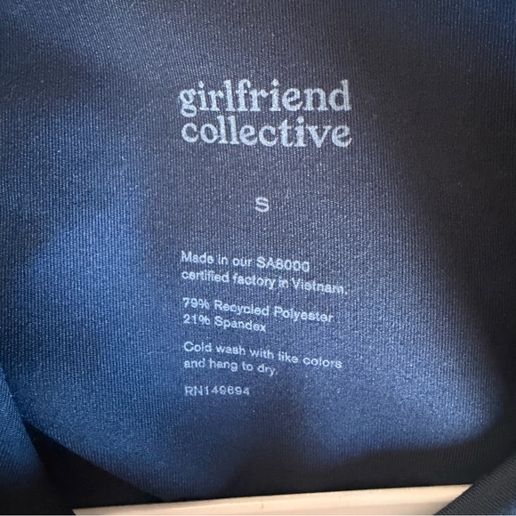 Girlfriend Collective Sports Bra Navy Blue High Neck - Picture 2 of 3